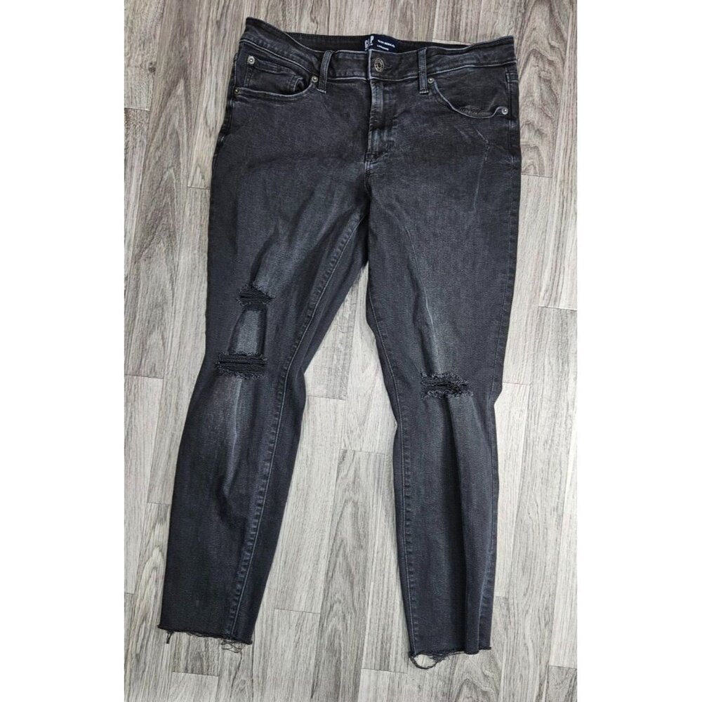 Gap Womens Size 12 /‎ 31 Regular Distressed Denim Black Jeans Leggings